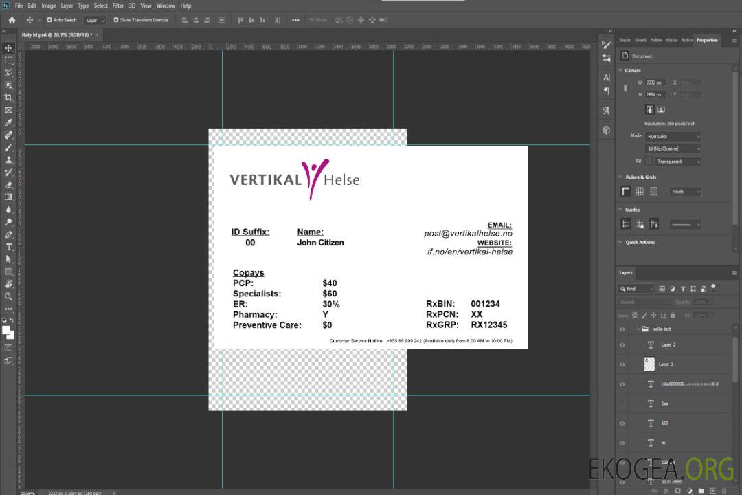 Carte d'assurance maladie norvégienne template